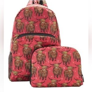 Eco Chic Highland Cow Foldable Backpack